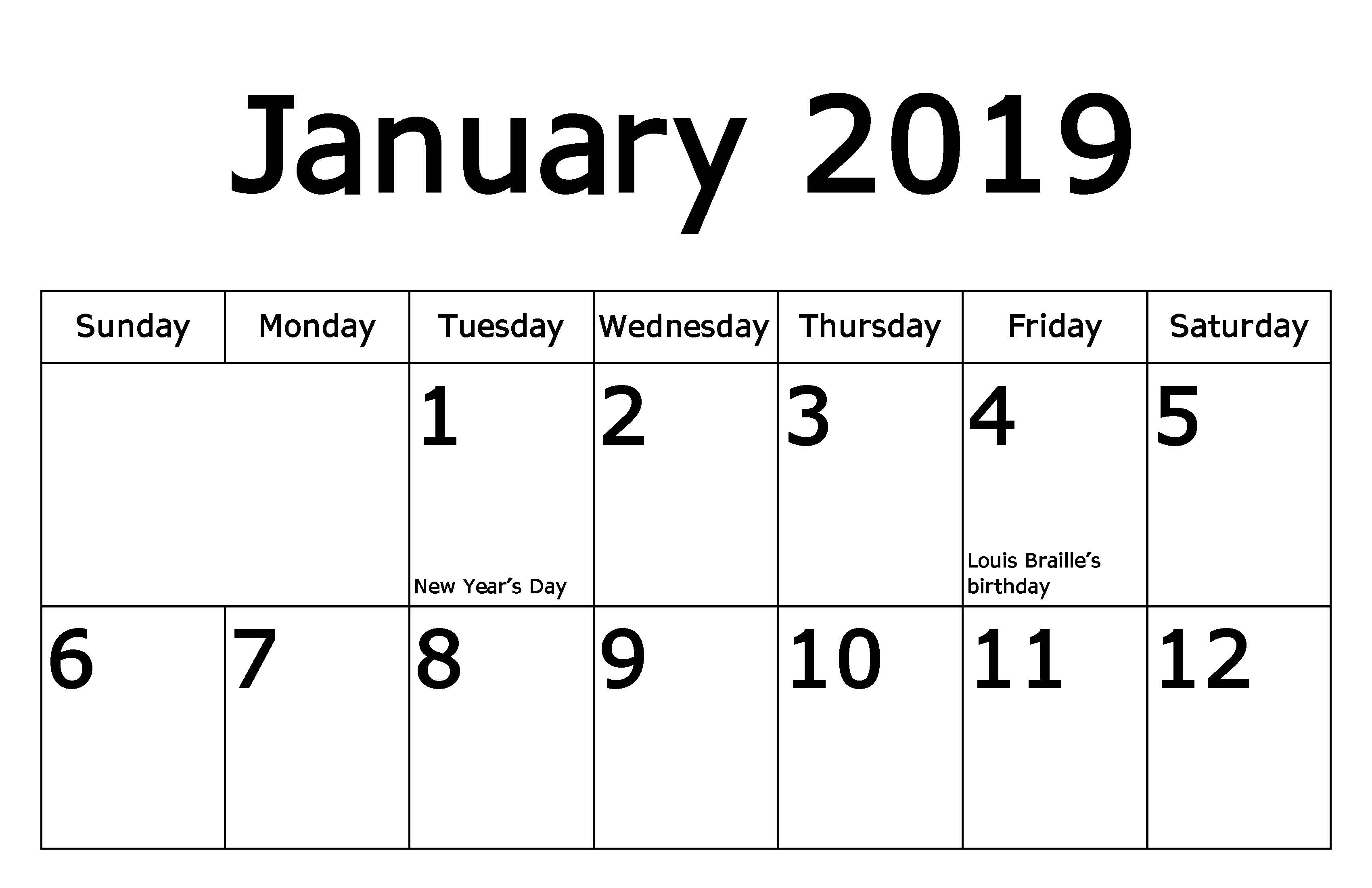 2019 large print calendars