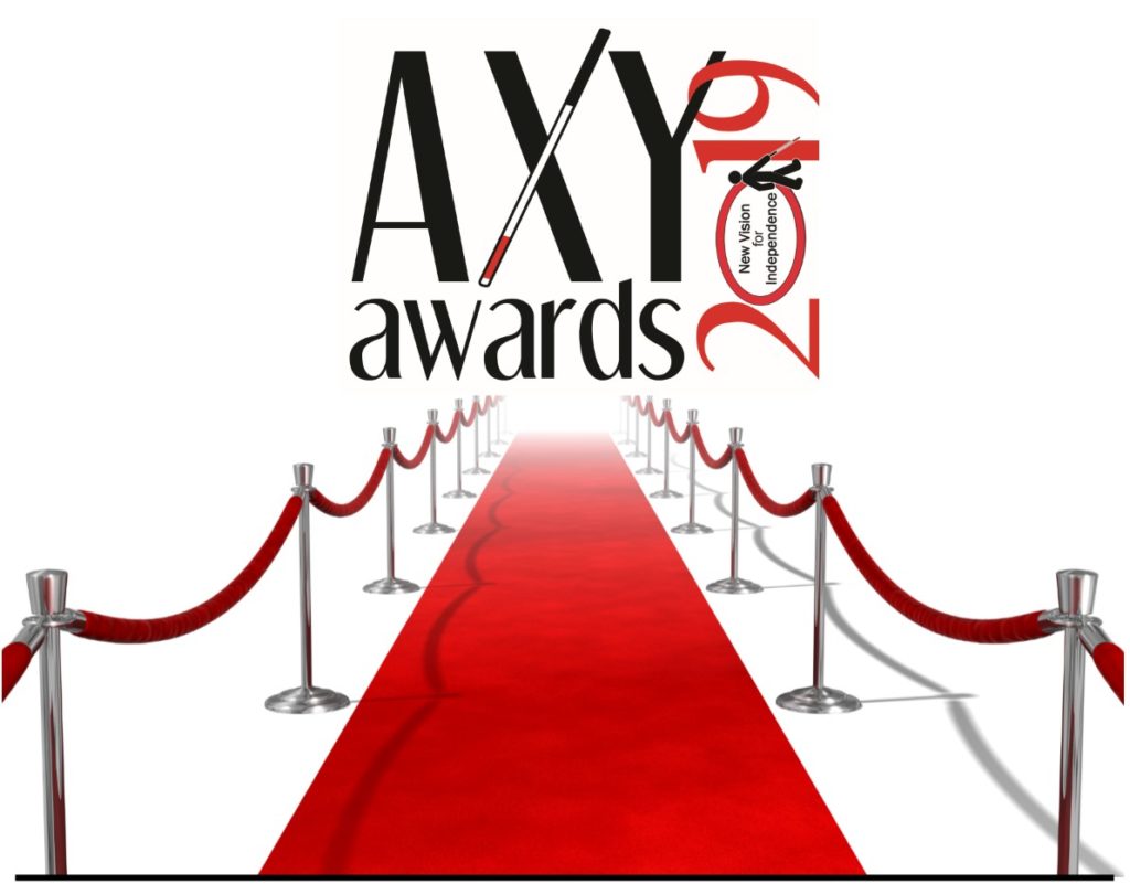 Axy Awards 2019 logo at the end of a red carpet