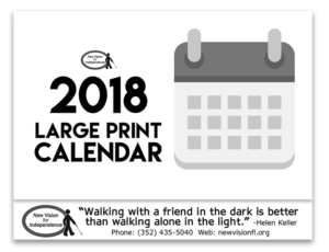 cover of 2018 large print calendar