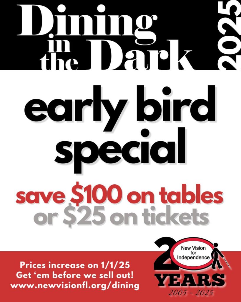 Dining in the Dark 2025 early bird special - save $100 on tables or $25 on tickets. Prices increase on 1/1/25. Get 'em before we sell out!